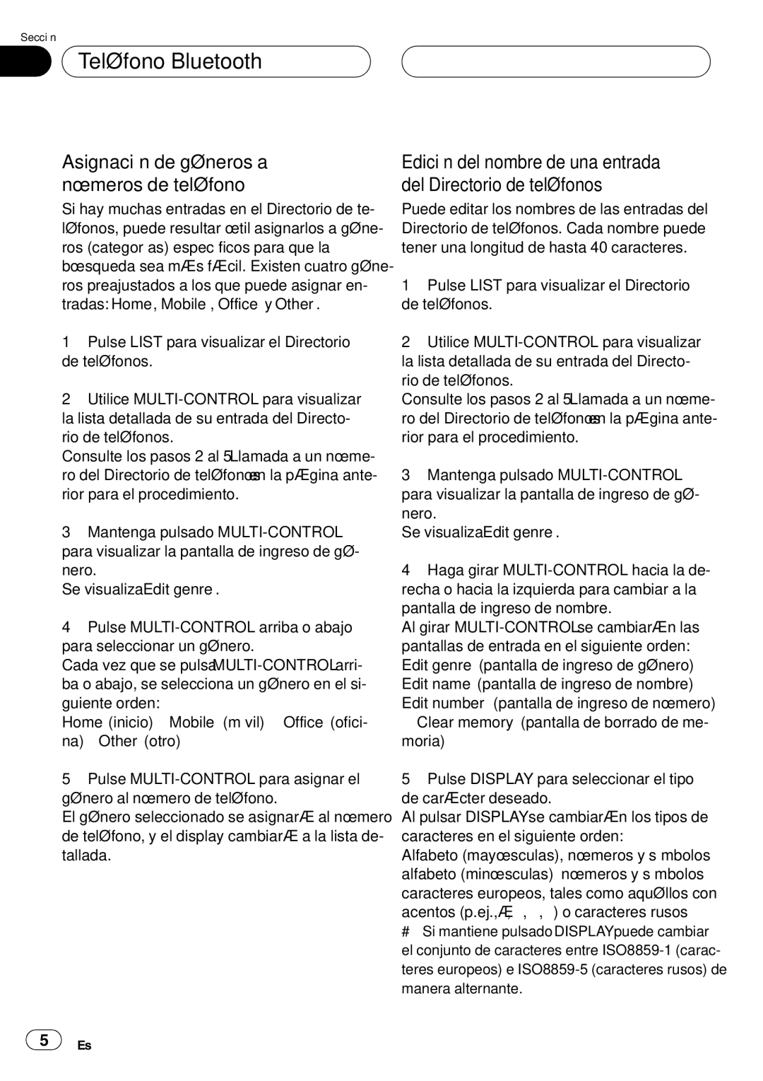 Pioneer DEH-P75BT operation manual Asignación de géneros a números de teléfono, 150 Es 