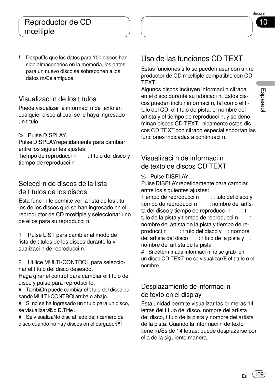 Pioneer DEH-P75BT operation manual Selección de discos de la lista de títulos de los discos, Text 