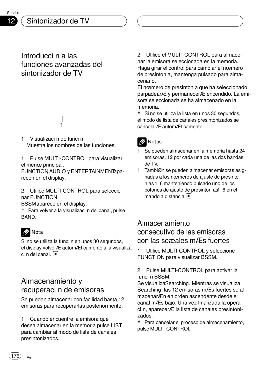 Pioneer DEH-P75BT operation manual Almacenamiento y recuperación de emisoras, 176 Es 