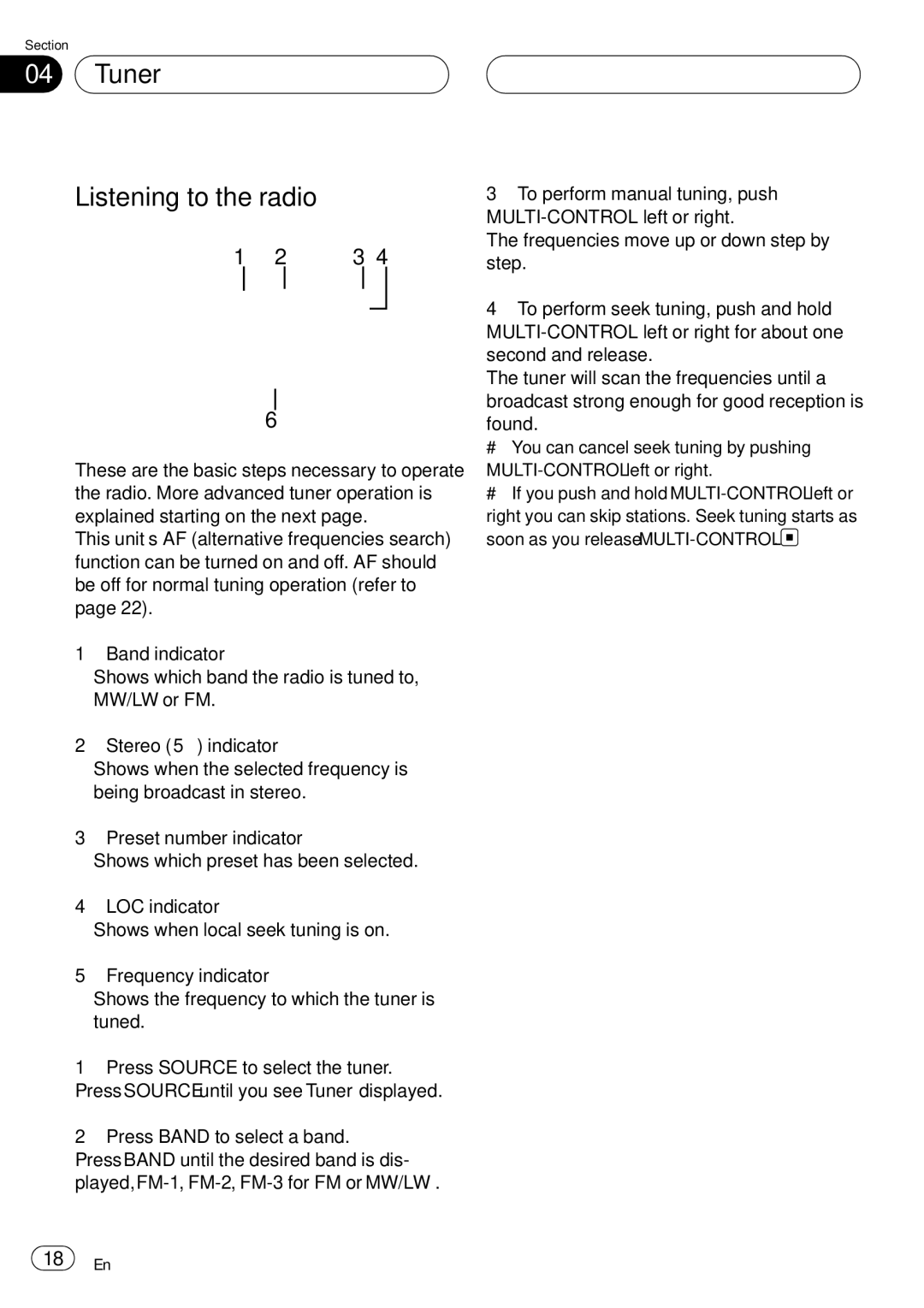 Pioneer DEH-P75BT operation manual Tuner Listening to the radio 