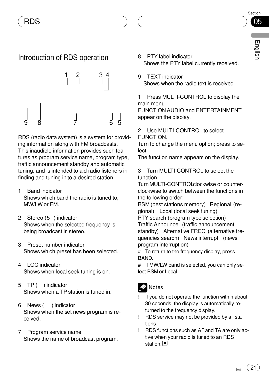 Pioneer DEH-P75BT operation manual Rds, Introduction of RDS operation 