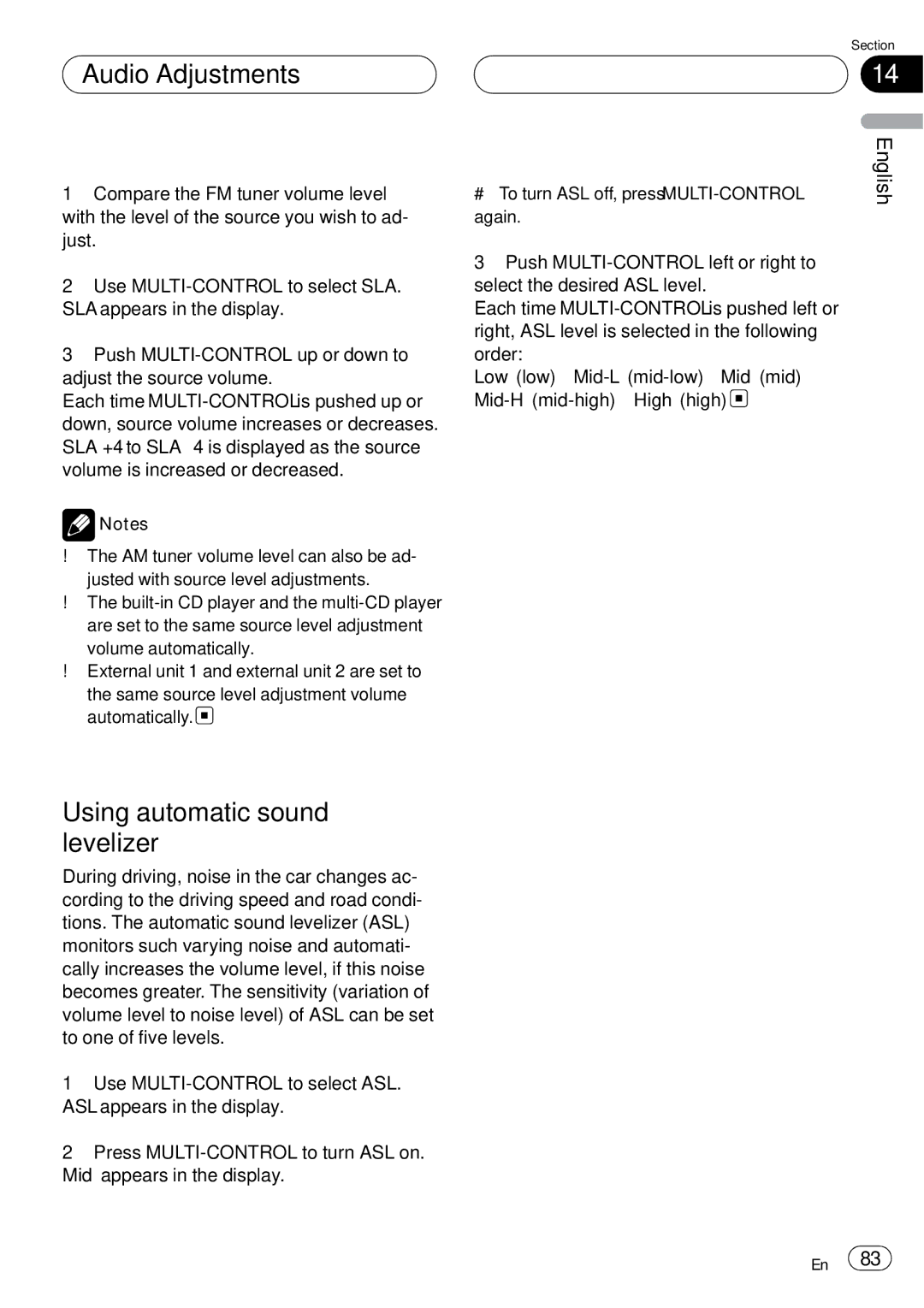 Pioneer DEH-P75BT operation manual Using automatic sound levelizer 