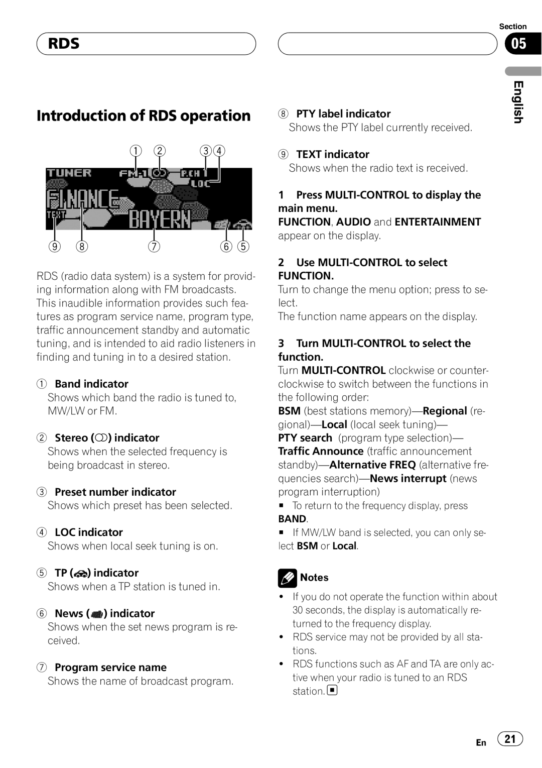 Pioneer DEH-P75BT operation manual RDS Introduction of RDS operation 