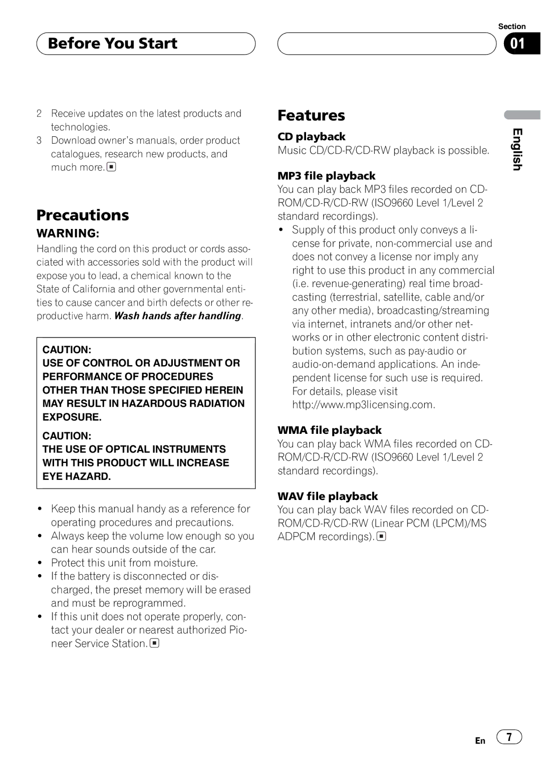 Pioneer DEH-P7600MP operation manual 