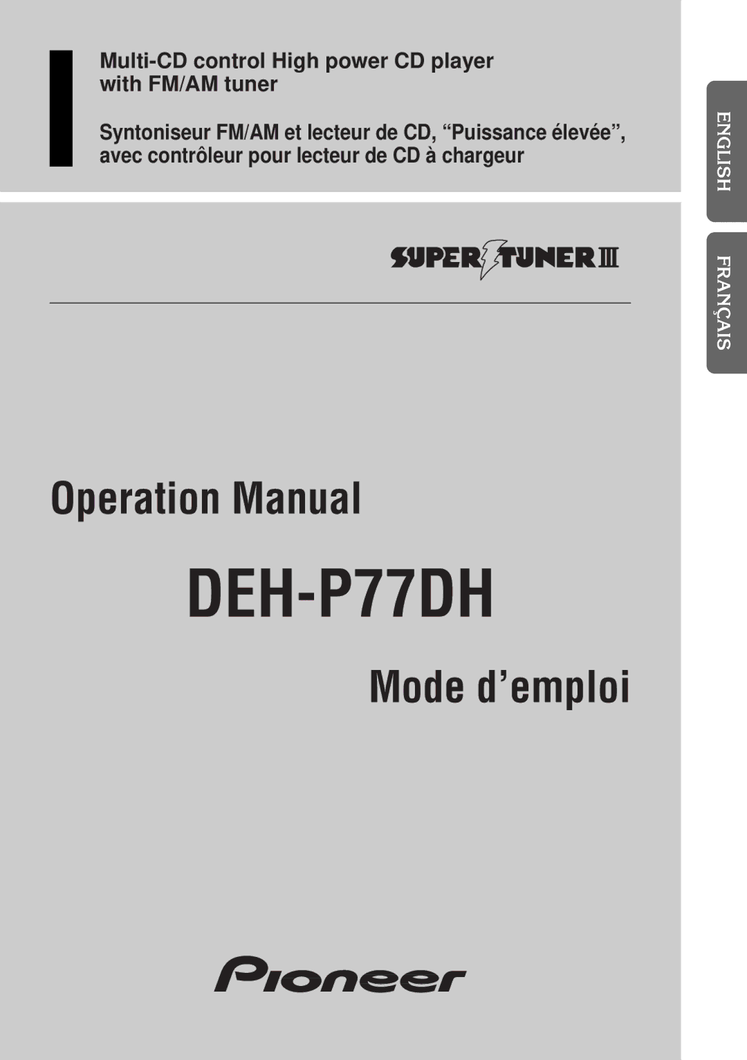 Pioneer DEH-P77DH operation manual 