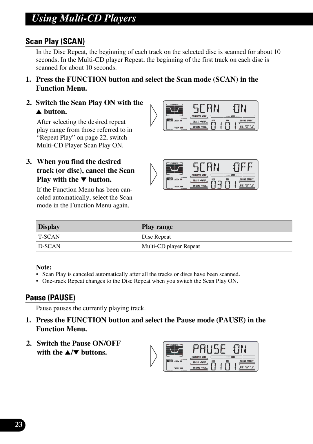 Pioneer DEH-P77DH operation manual Scan Play Scan 