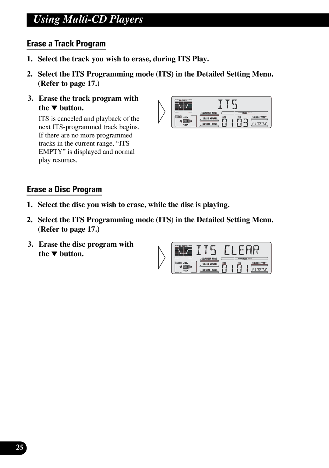 Pioneer DEH-P77DH operation manual Erase a Track Program, Erase a Disc Program 