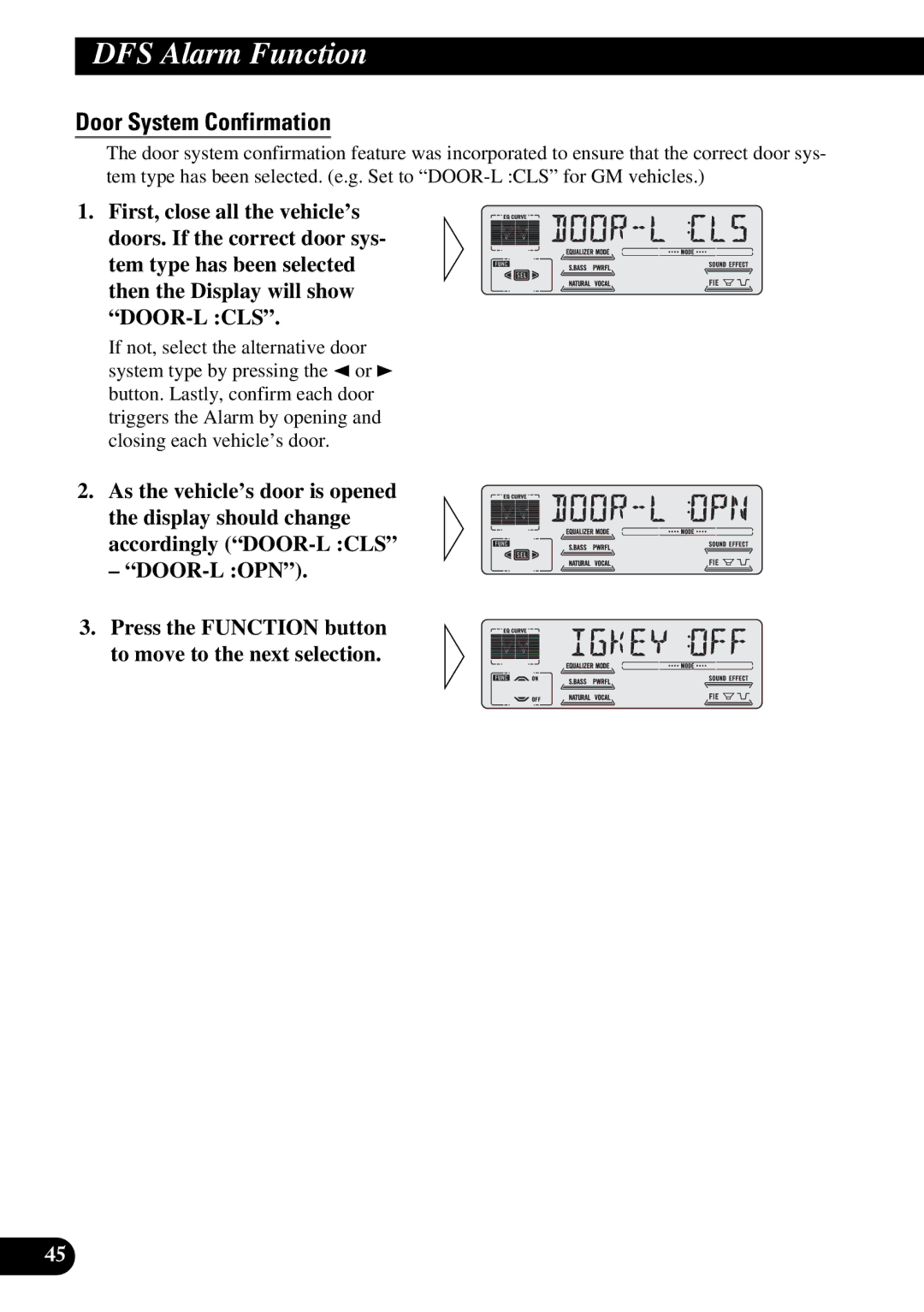 Pioneer DEH-P77DH operation manual Door System Confirmation 