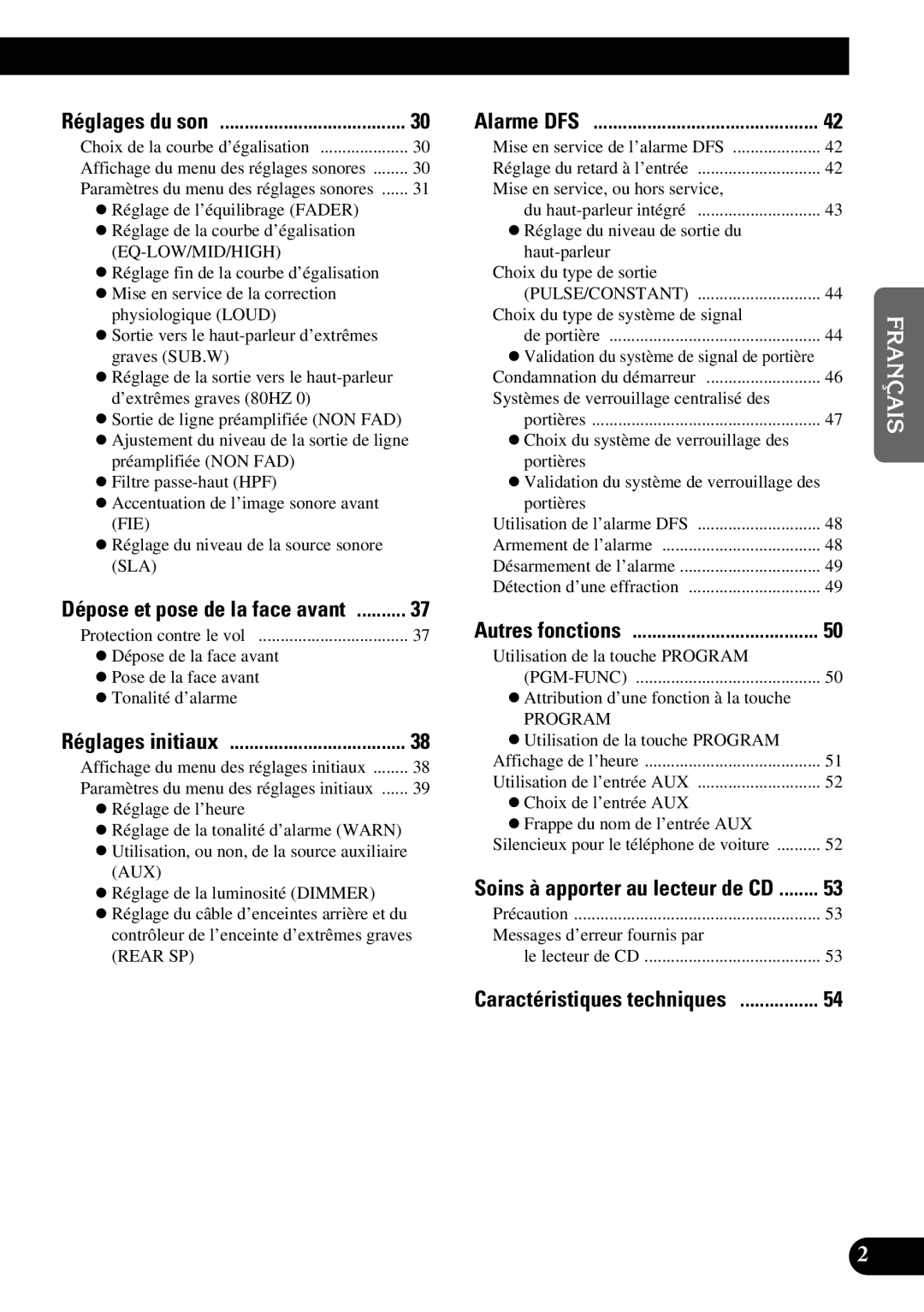 Pioneer DEH-P77DH operation manual Réglages du son 