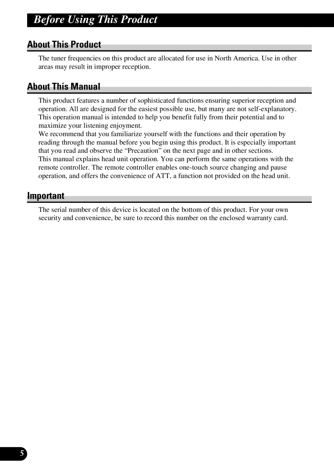 Pioneer DEH-P77DH operation manual Before Using This Product, About This Product, About This Manual 