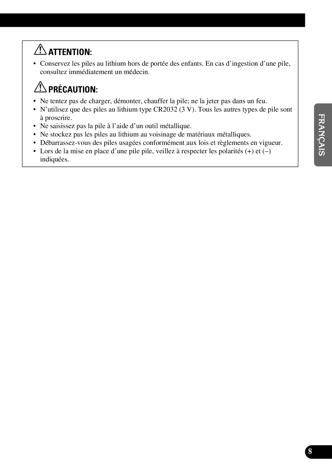 Pioneer DEH-P77DH operation manual Précaution 