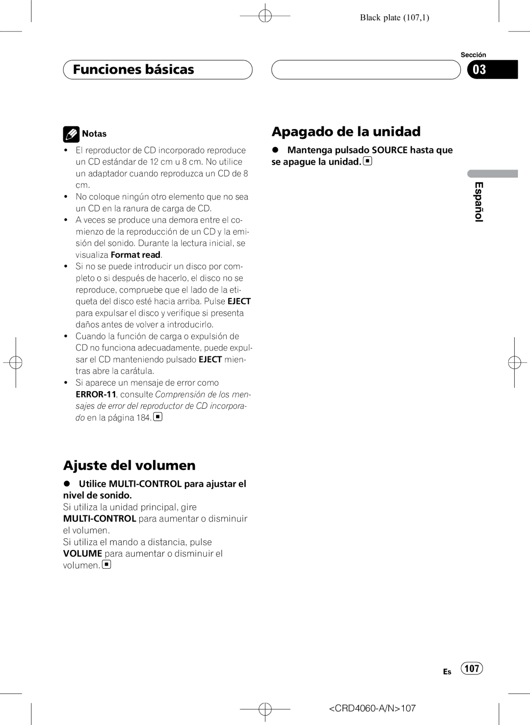 Pioneer DEH-P7850BT operation manual Funciones básicas, Apagado de la unidad, Ajuste del volumen 