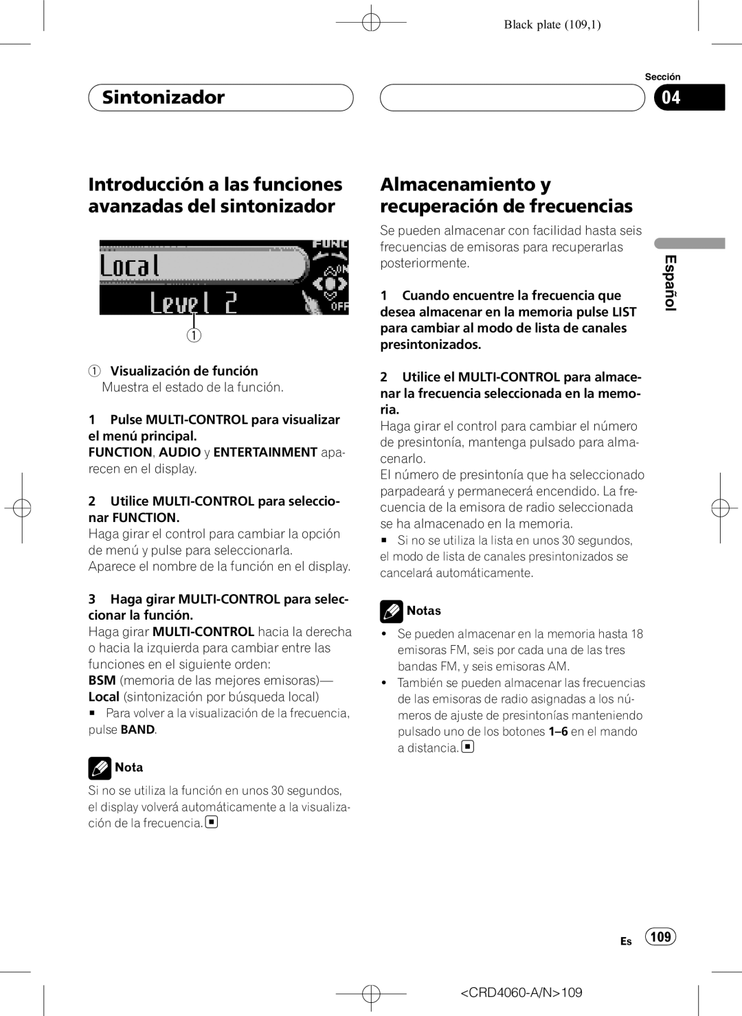 Pioneer DEH-P7850BT operation manual Almacenamiento y recuperación de frecuencias, Posteriormente 