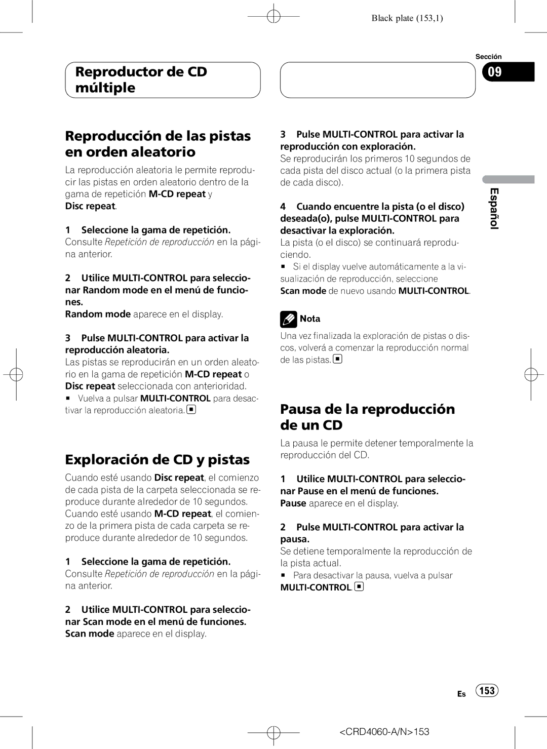 Pioneer DEH-P7850BT operation manual Exploración de CD y pistas, CRD4060-A/N153 