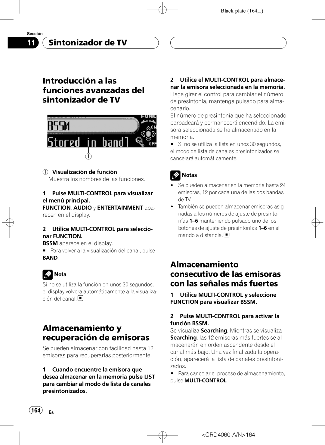 Pioneer DEH-P7850BT operation manual Almacenamiento y recuperación de emisoras, 164 Es 