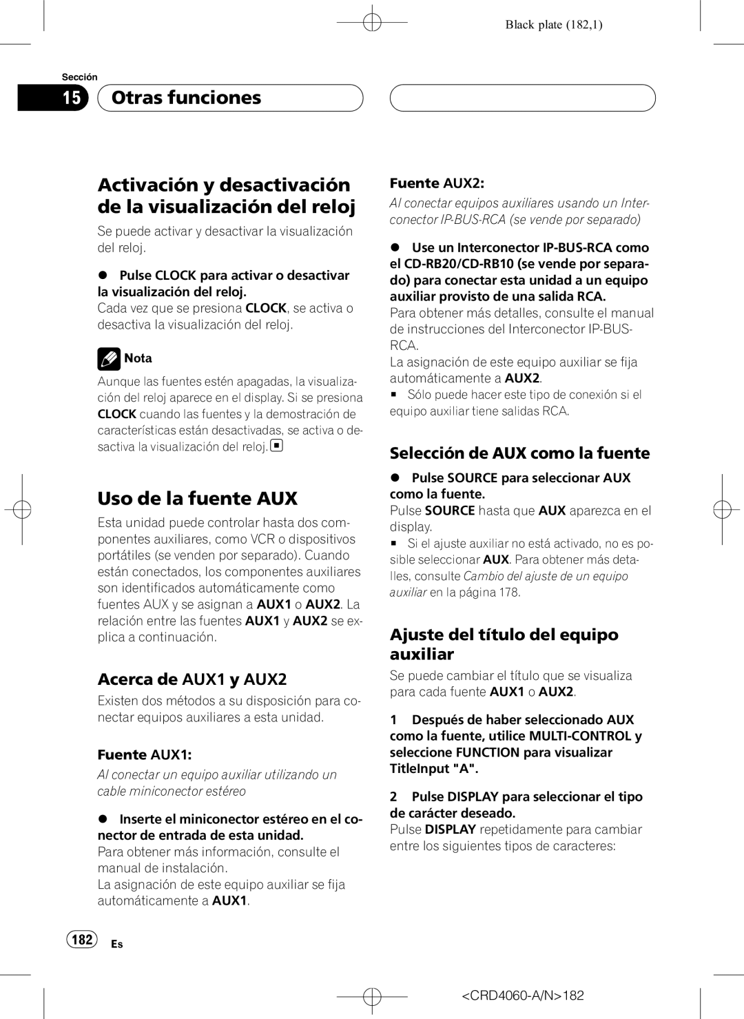 Pioneer DEH-P7850BT operation manual Uso de la fuente AUX, Acerca de AUX1 y AUX2, Selección de AUX como la fuente 