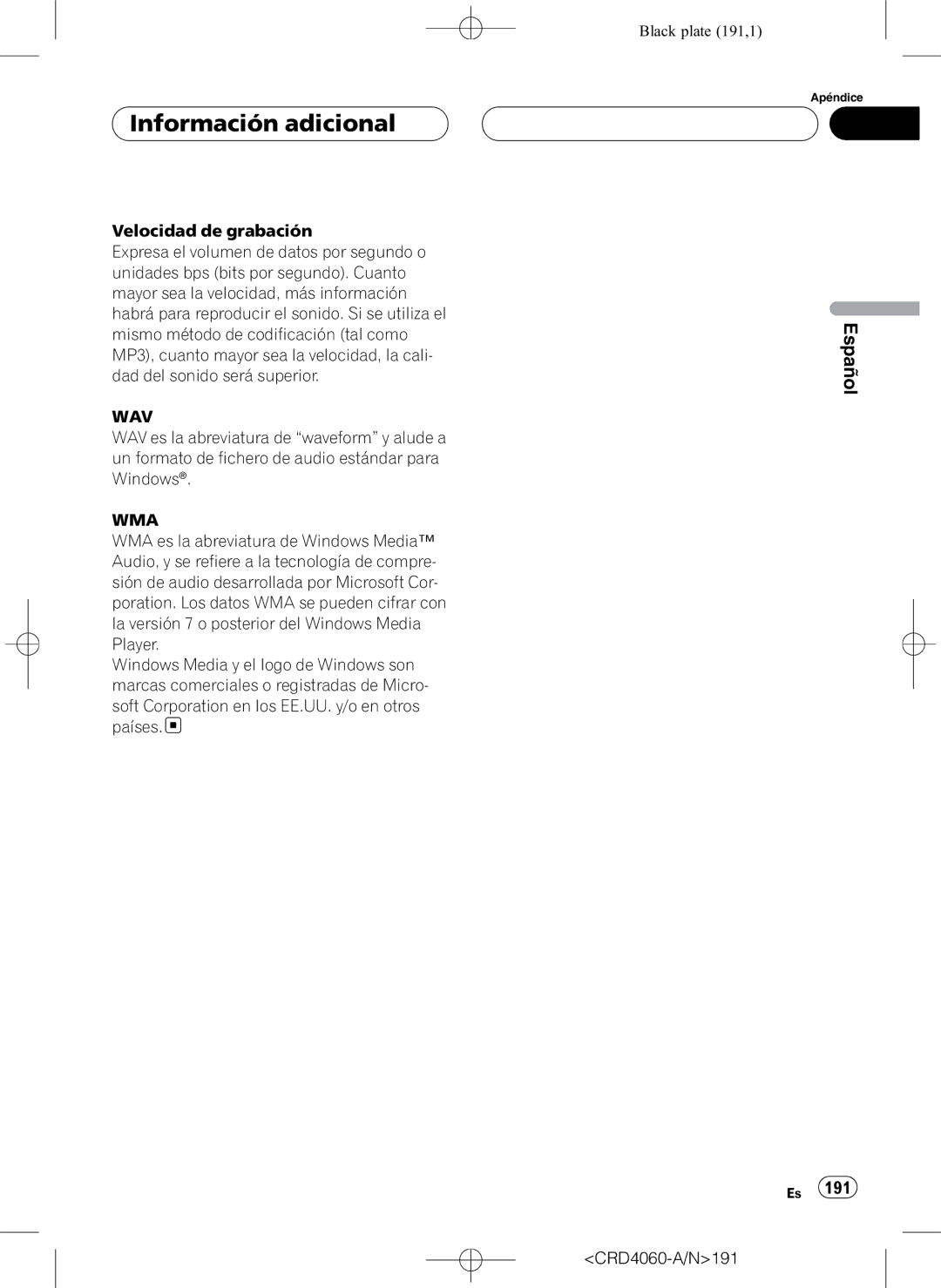 Pioneer DEH-P7850BT operation manual CRD4060-A/N191 