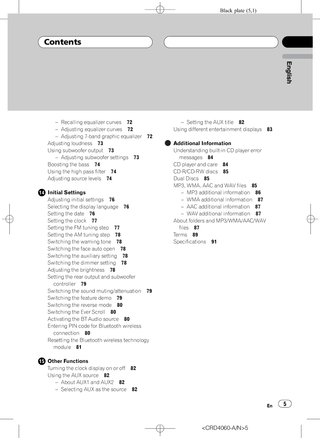 Pioneer DEH-P7850BT Setting the AUX title, Additional Information, Understanding built-in CD player error, CRD4060-A/N5 