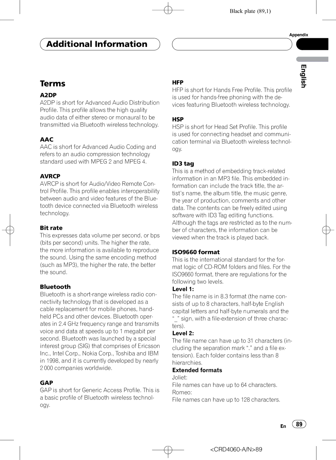 Pioneer DEH-P7850BT operation manual Additional Information Terms, A2DP 