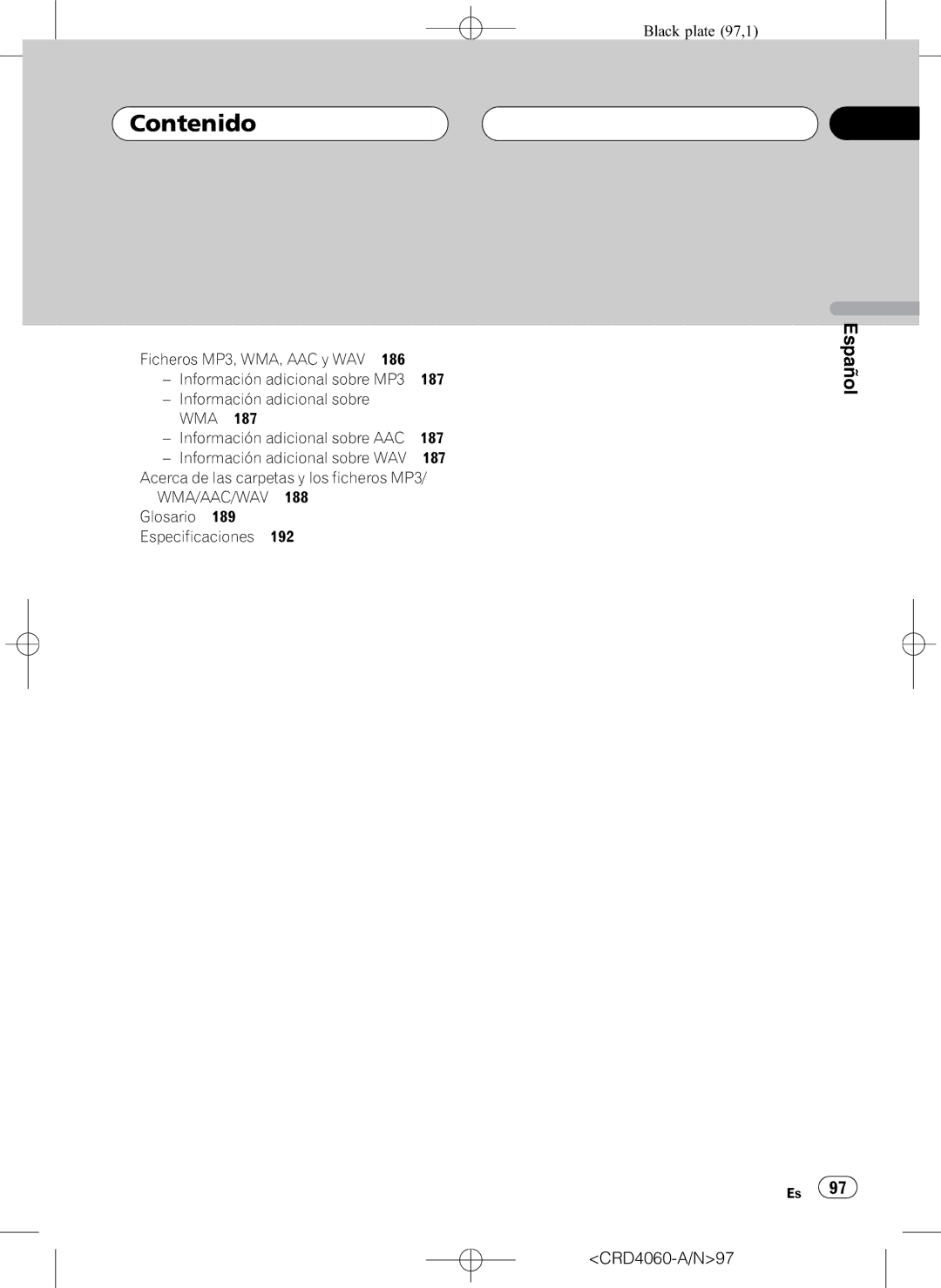 Pioneer DEH-P7850BT operation manual Glosario Especificaciones, CRD4060-A/N97 