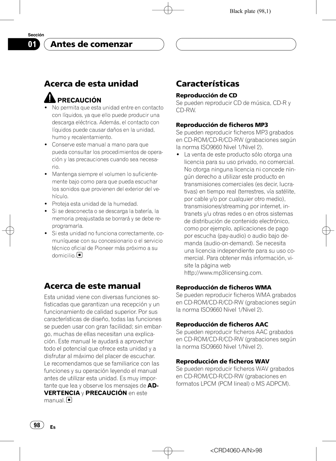 Pioneer DEH-P7850BT operation manual Antes de comenzar Acerca de esta unidad, Acerca de este manual, Características 