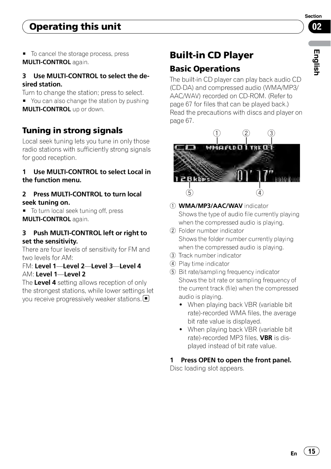 Pioneer DEH-P7900BT operation manual Built-in CD Player, Tuning in strong signals 