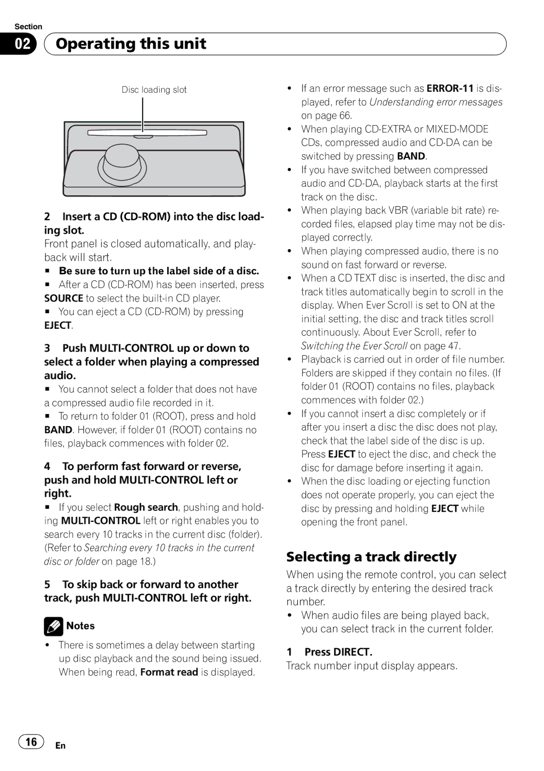 Pioneer DEH-P7900BT operation manual Selecting a track directly, Eject 