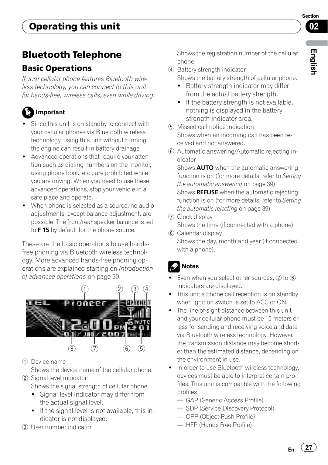 Pioneer DEH-P7900BT operation manual Operating this unit Bluetooth Telephone 