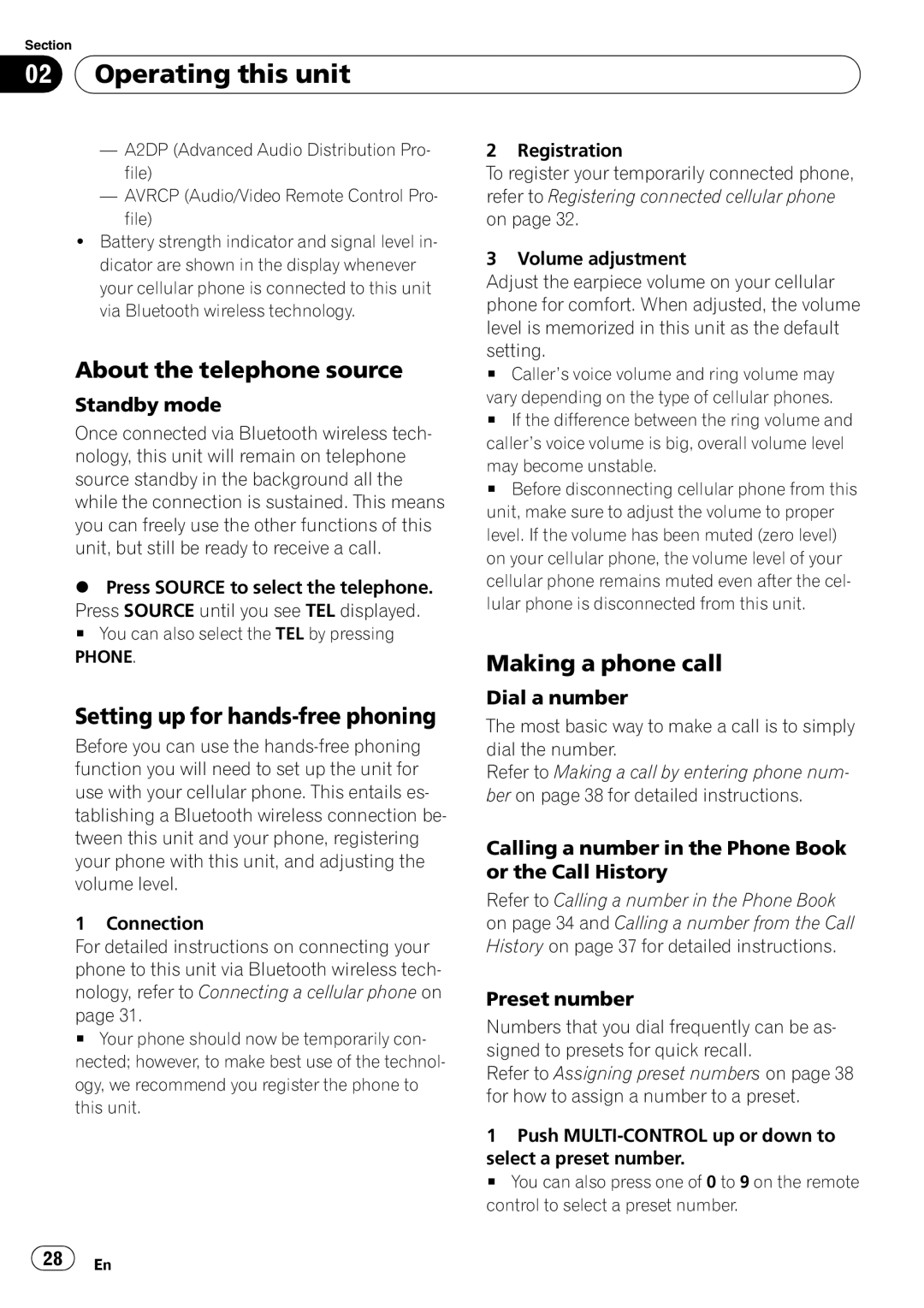 Pioneer DEH-P7900BT operation manual About the telephone source, Setting up for hands-free phoning, Making a phone call 