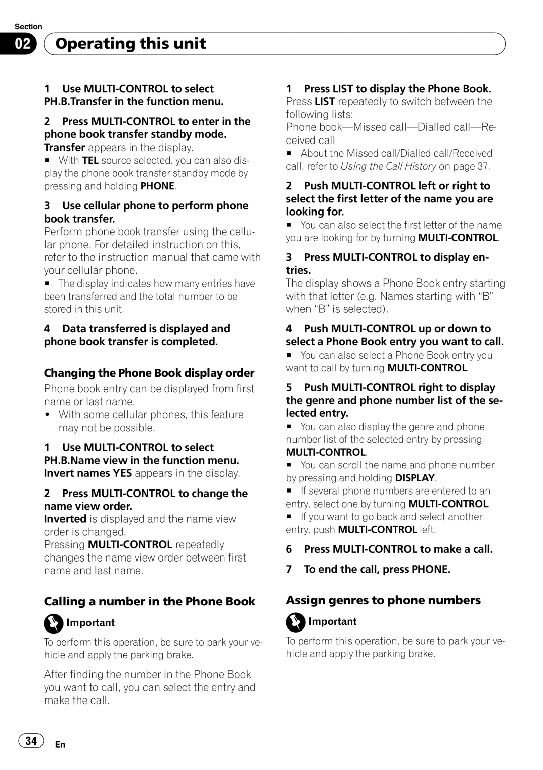 Pioneer DEH-P7900BT operation manual Changing the Phone Book display order, Calling a number in the Phone Book 