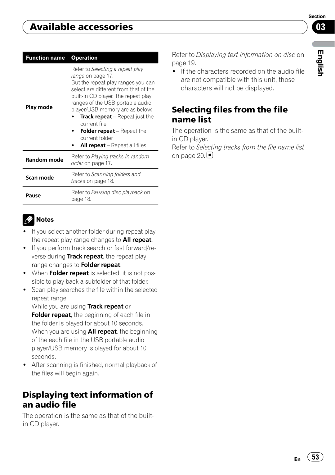 Pioneer DEH-P7900BT operation manual Available accessories, Selecting files from the file name list 