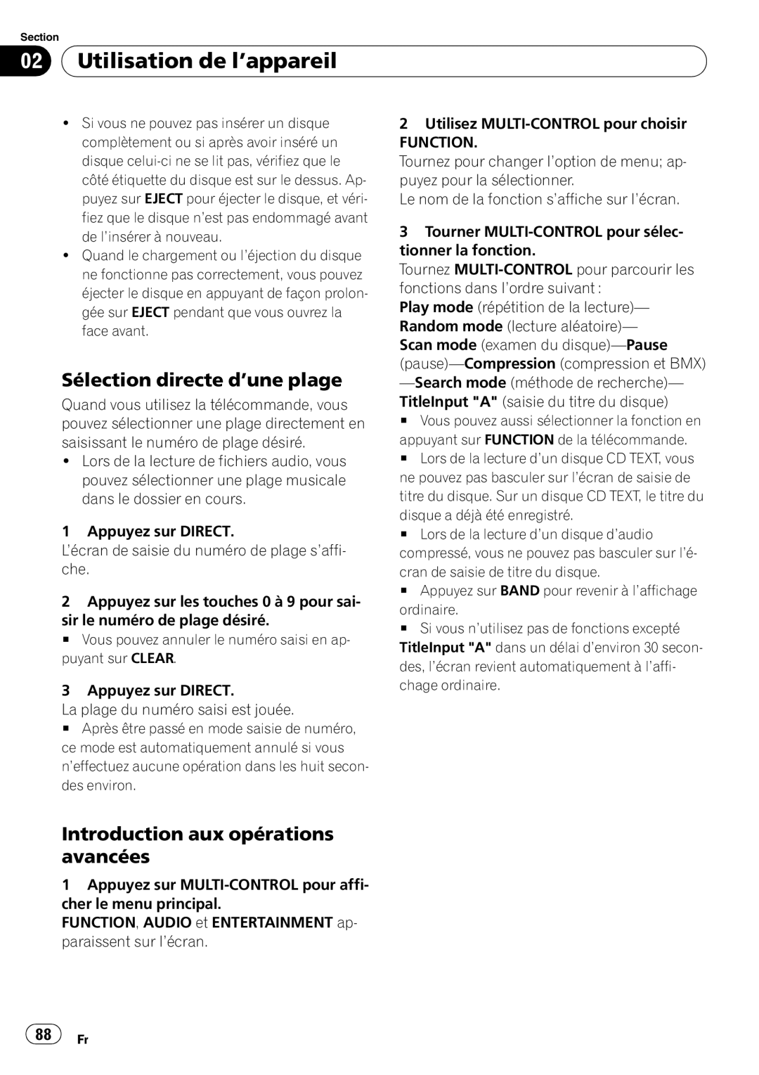 Pioneer DEH-P7900BT operation manual Sélection directe d’une plage, Disque a déjà été enregistré 