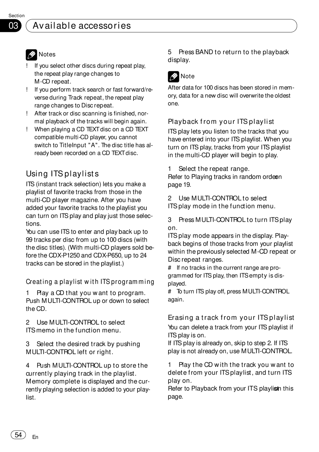 Pioneer DEH-P7900UB Using ITS playlists, Creating a playlist with ITS programming, Playback from your ITS playlist 