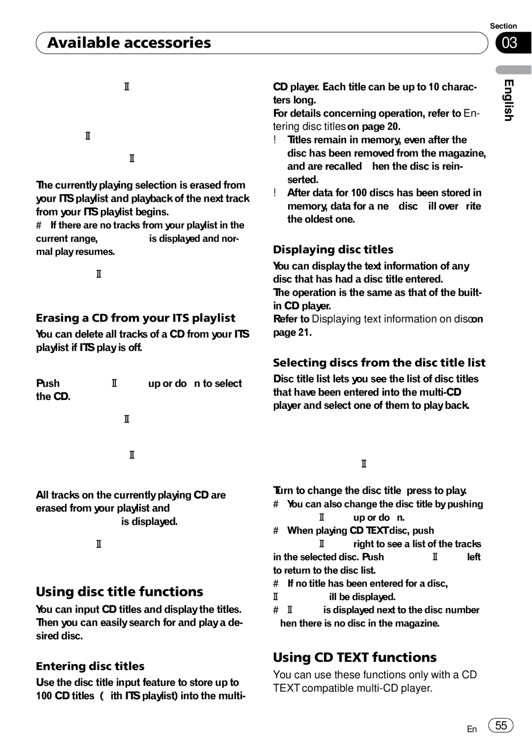 Pioneer DEH-P7900UB operation manual Using CD Text functions, Erasing a CD from your ITS playlist, Displaying disc titles 