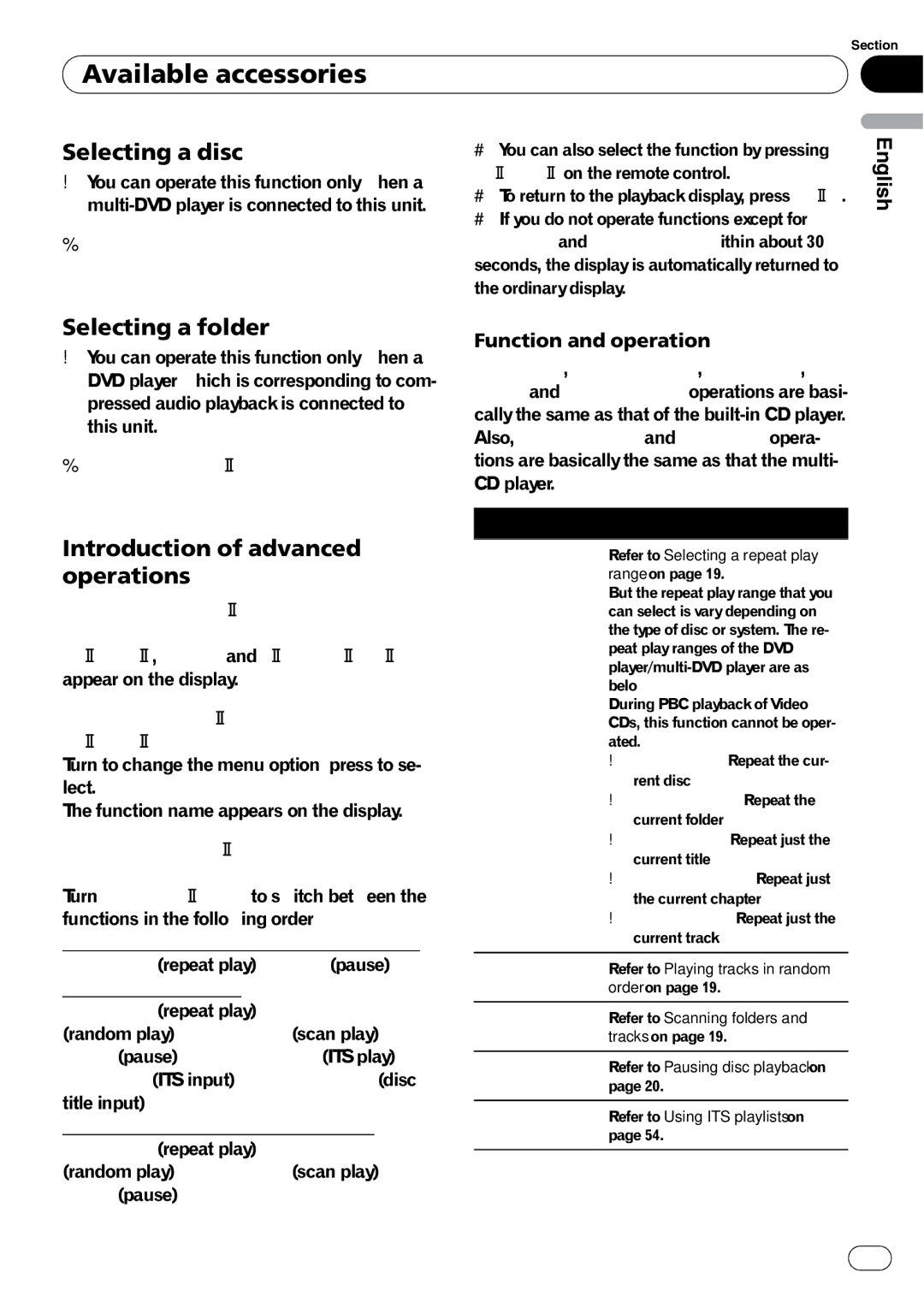 Pioneer DEH-P7900UB operation manual Selecting a disc, Selecting a folder 