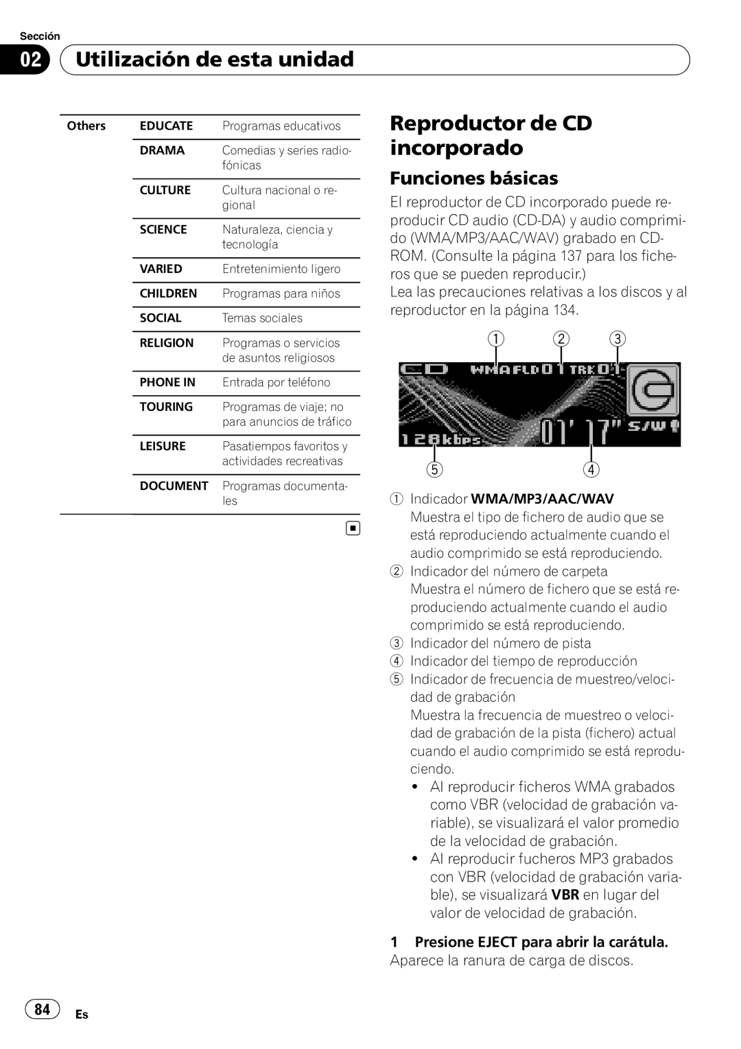 Pioneer DEH-P7900UB operation manual Reproductor de CD incorporado, Funciones básicas 