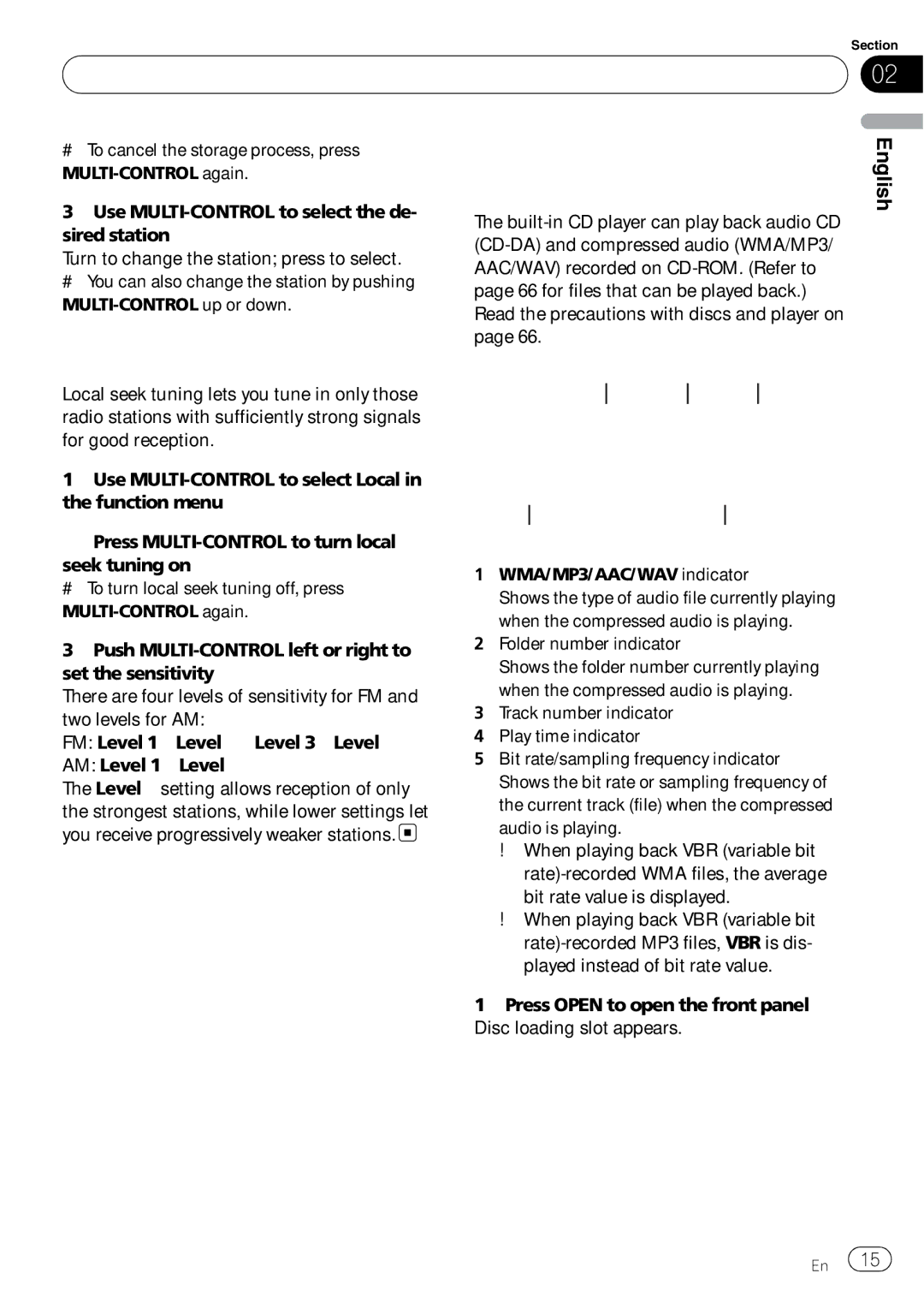 Pioneer DEH-P790BT operation manual Built-in CD Player, Tuning in strong signals 