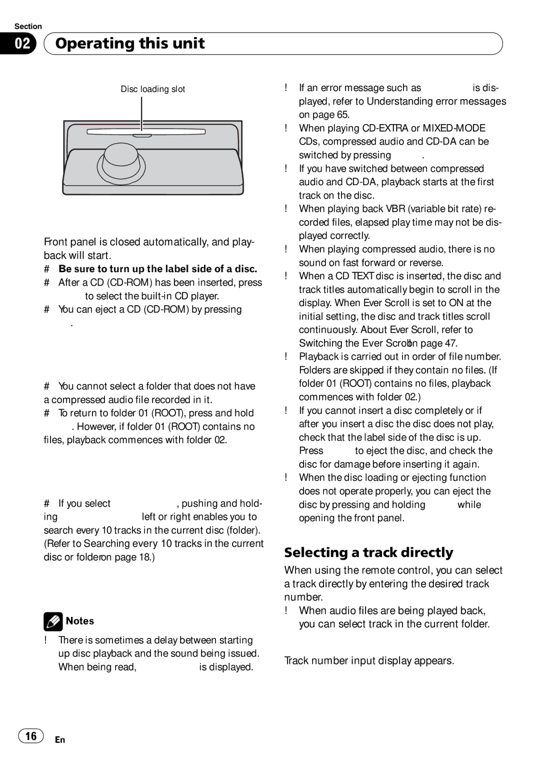 Pioneer DEH-P790BT operation manual Selecting a track directly, Eject 