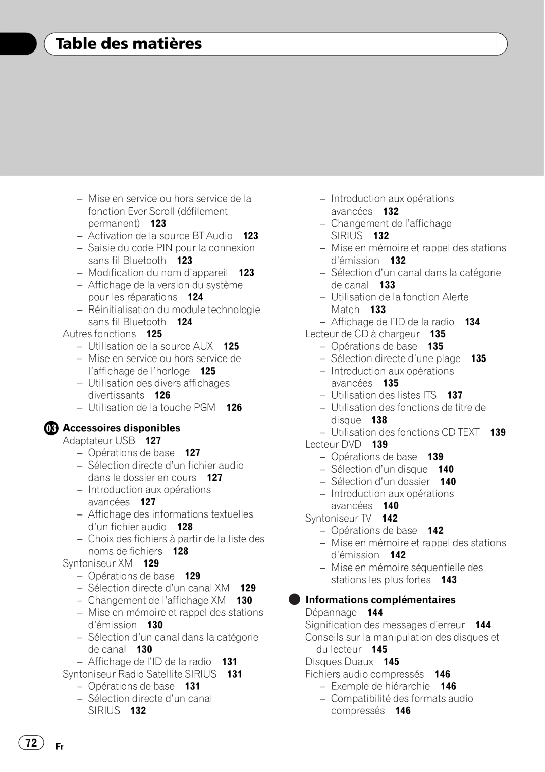 Pioneer DEH-P790BT operation manual 129, 135 Opérations de base 