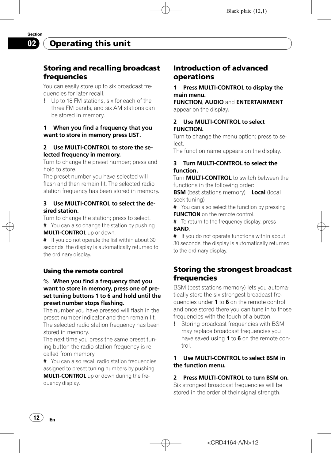 Pioneer DEH-P7950UB operation manual Storing and recalling broadcast frequencies, Introduction of advanced operations 