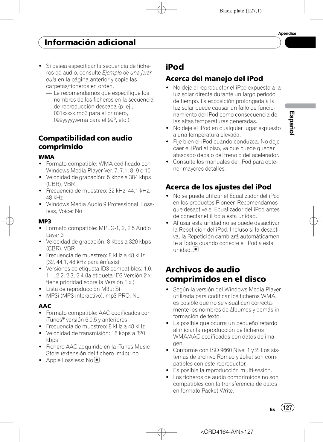 Pioneer DEH-P7950UB operation manual Archivos de audio, Comprimidos en el disco 