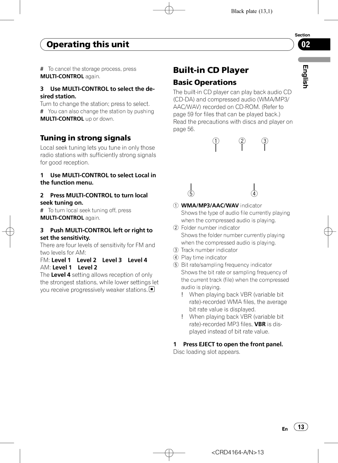 Pioneer DEH-P7950UB operation manual Built-in CD Player, Tuning in strong signals 