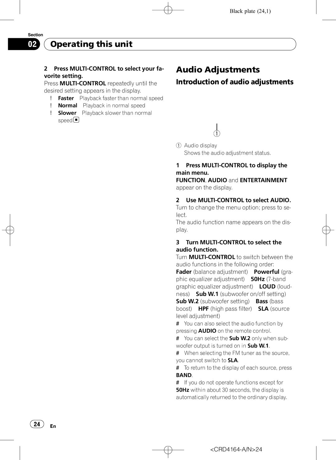 Pioneer DEH-P7950UB operation manual Audio Adjustments, Introduction of audio adjustments 