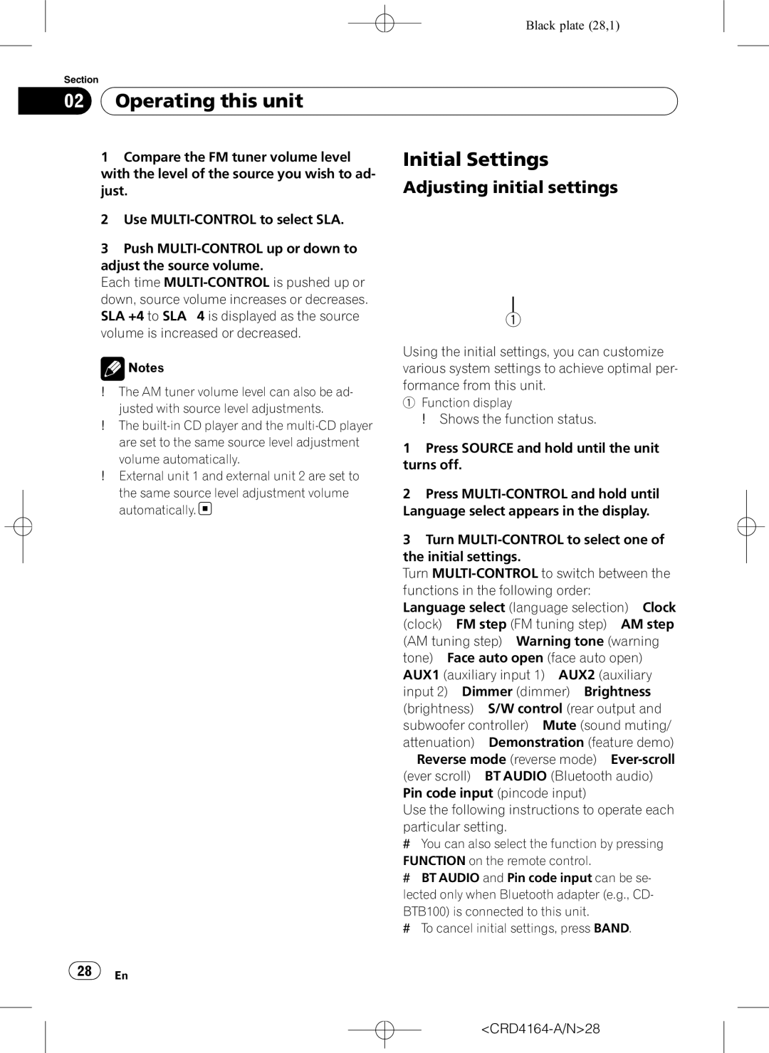 Pioneer DEH-P7950UB operation manual Initial Settings, Adjusting initial settings 