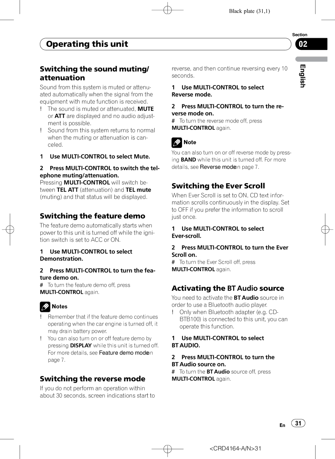 Pioneer DEH-P7950UB Switching the sound muting/ attenuation, Switching the feature demo, Switching the Ever Scroll 