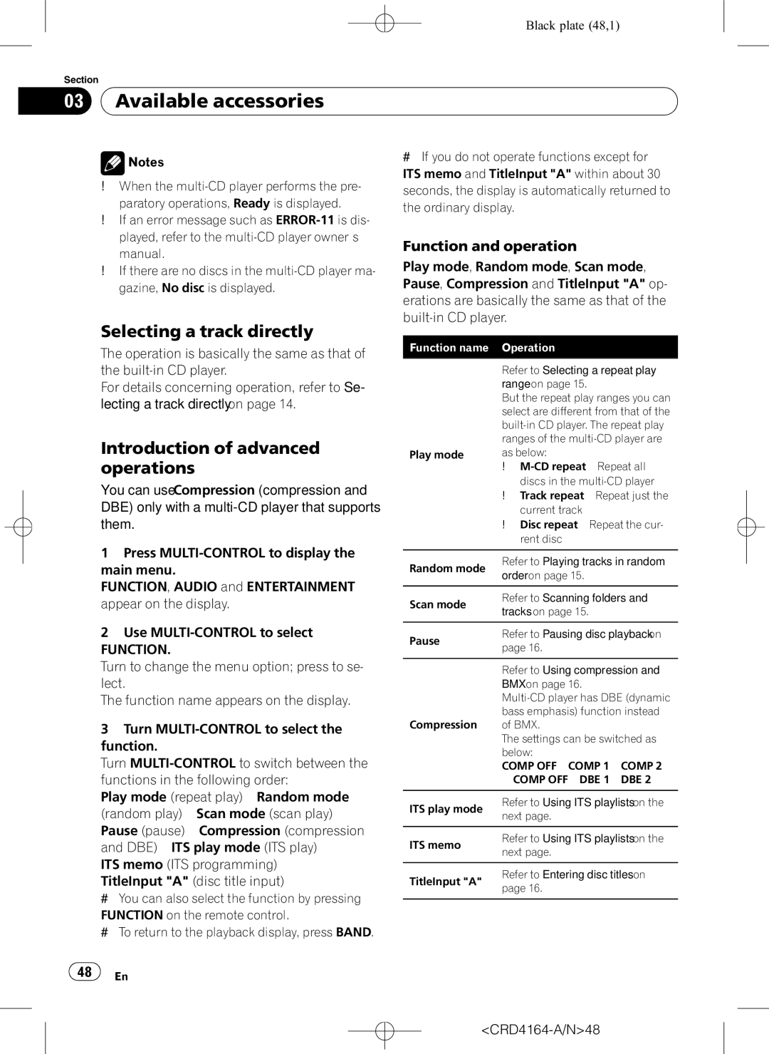 Pioneer DEH-P7950UB operation manual CRD4164-A/N48, Comp OFF-DBE 1-DBE 