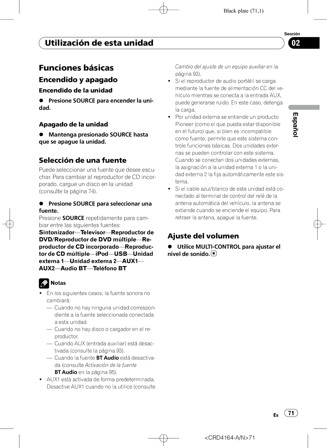 Pioneer DEH-P7950UB Utilización de esta unidad Funciones básicas, Encendido y apagado, Selección de una fuente 