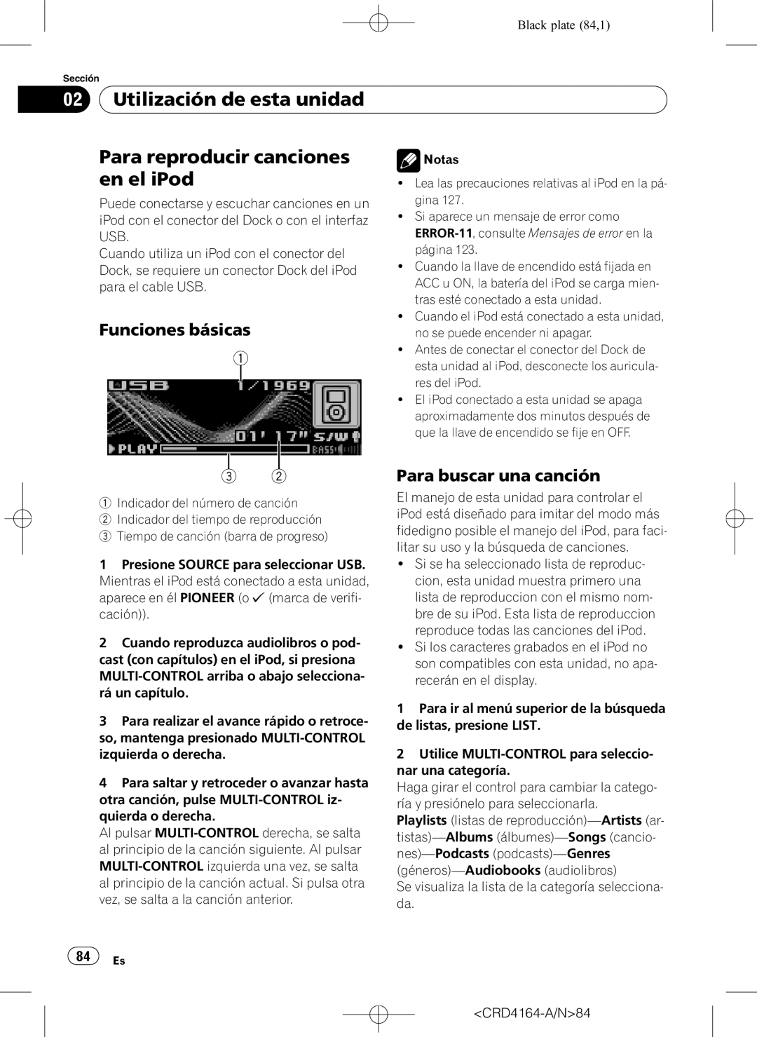 Pioneer DEH-P7950UB Utilización de esta unidad Para reproducir canciones, En el iPod, Para buscar una canción 