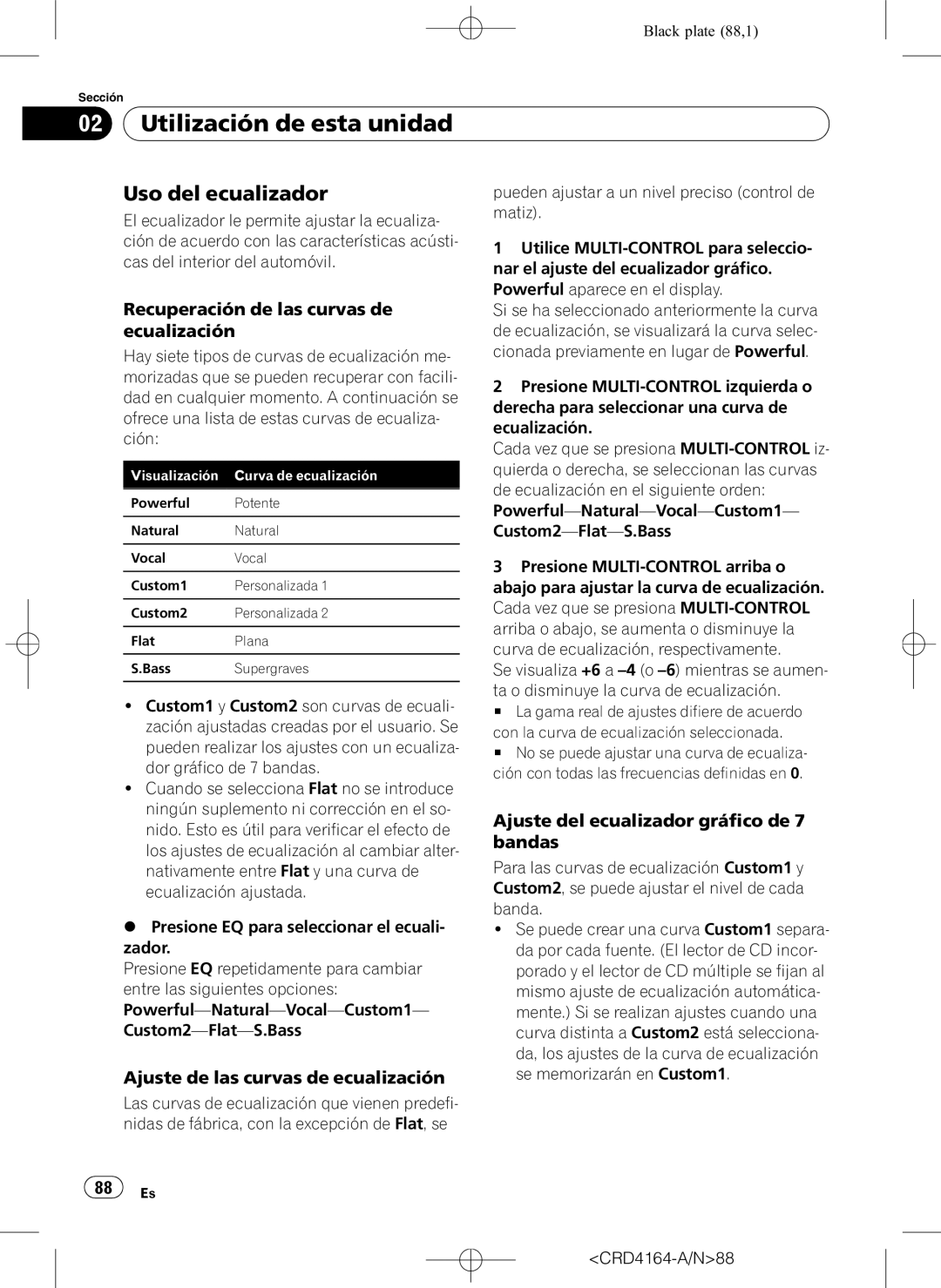 Pioneer DEH-P7950UB Uso del ecualizador, Recuperación de las curvas de ecualización, Ajuste de las curvas de ecualización 