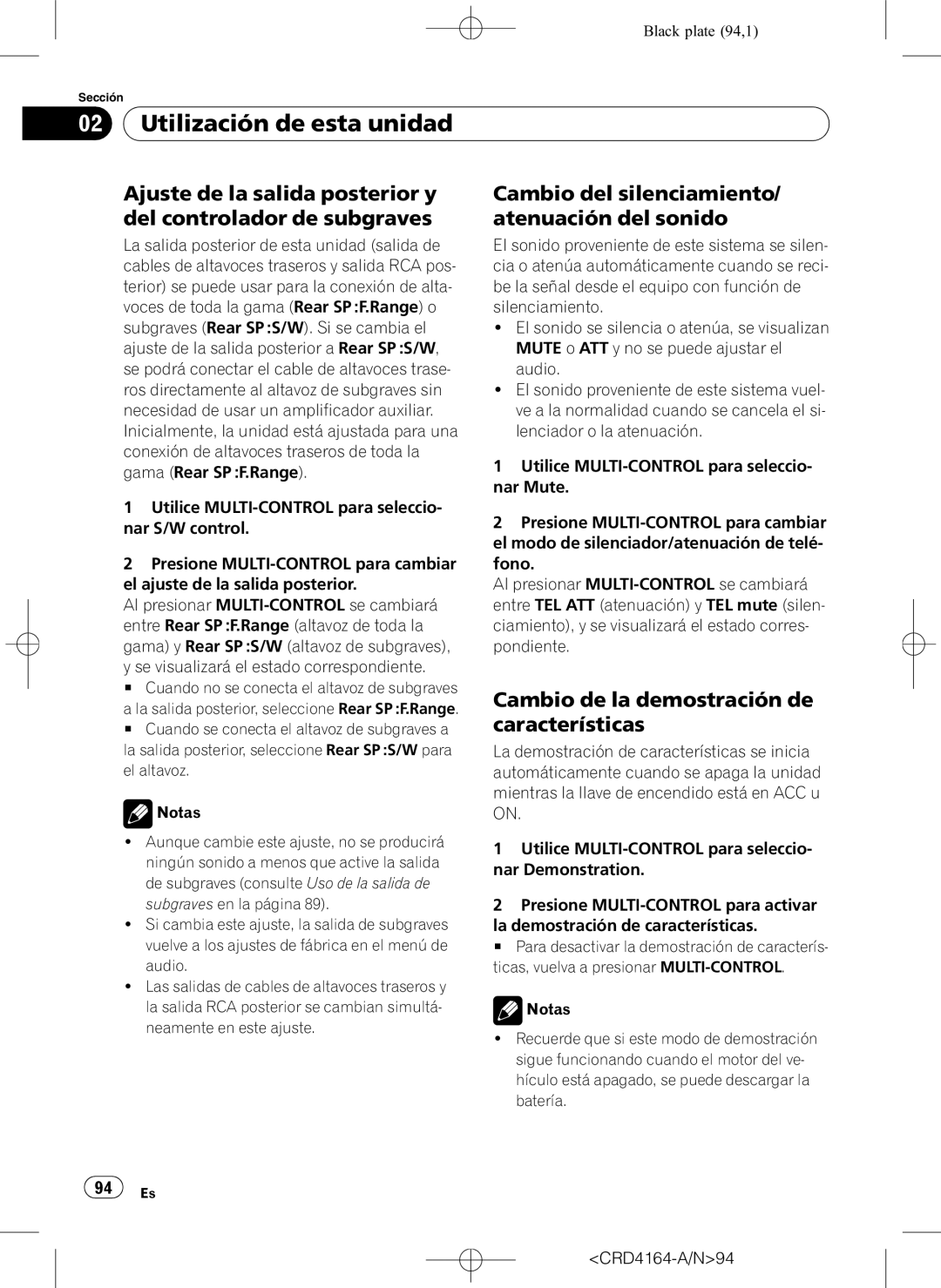 Pioneer DEH-P7950UB Cambio del silenciamiento/ atenuación del sonido, Cambio de la demostración de características 